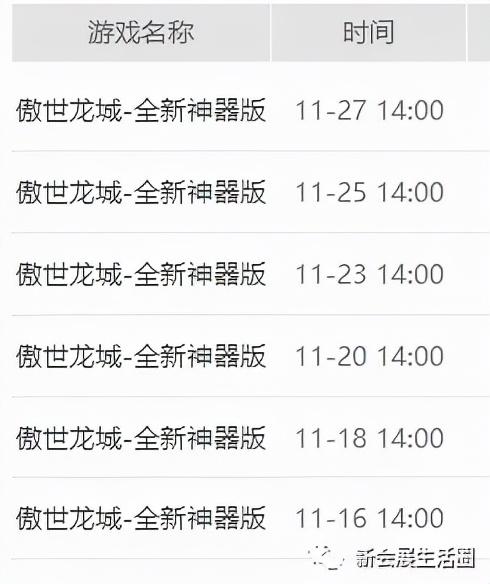 手游传奇类游戏开服表